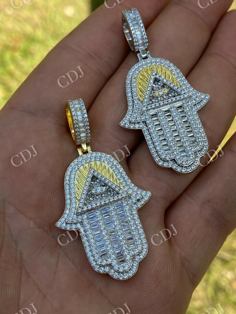 Hamsa Hand Masonic Pyramid Pendant  customdiamjewel   