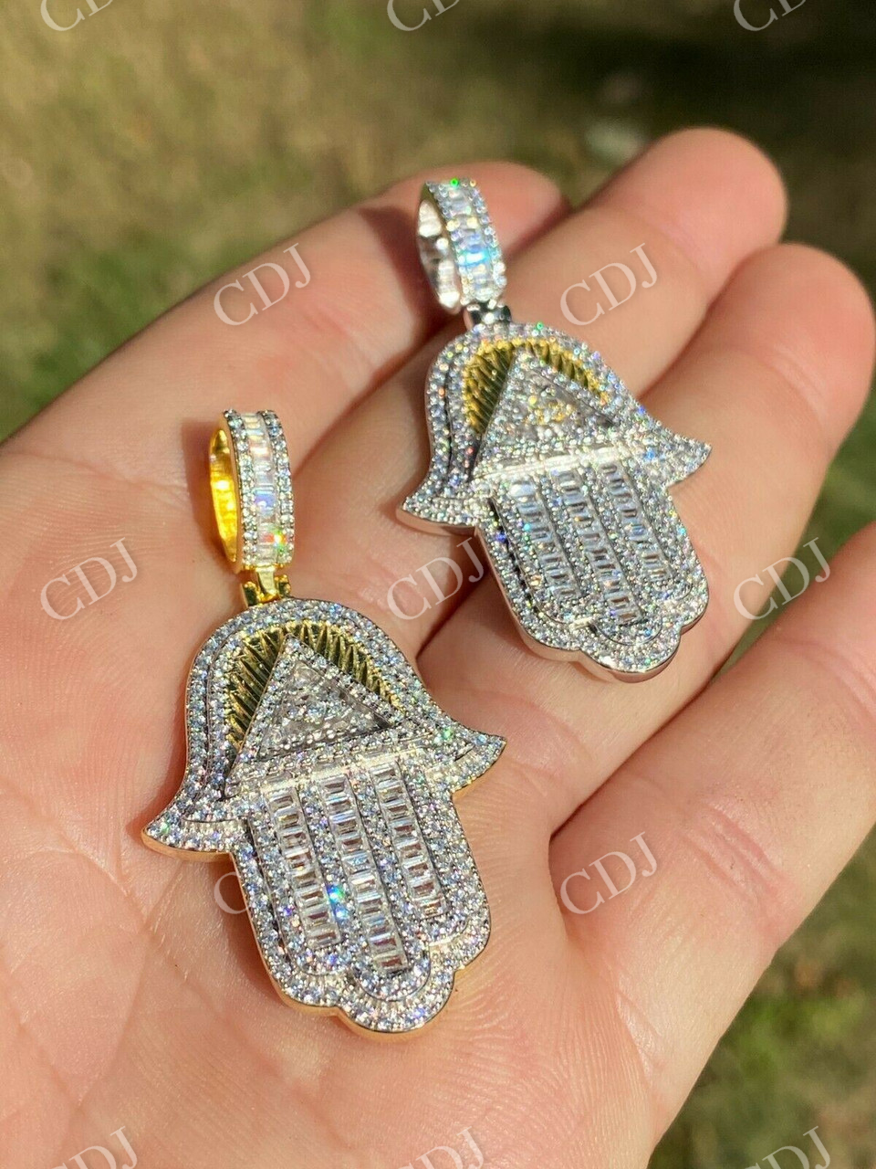 Hamsa Hand Masonic Pyramid Pendant  customdiamjewel   