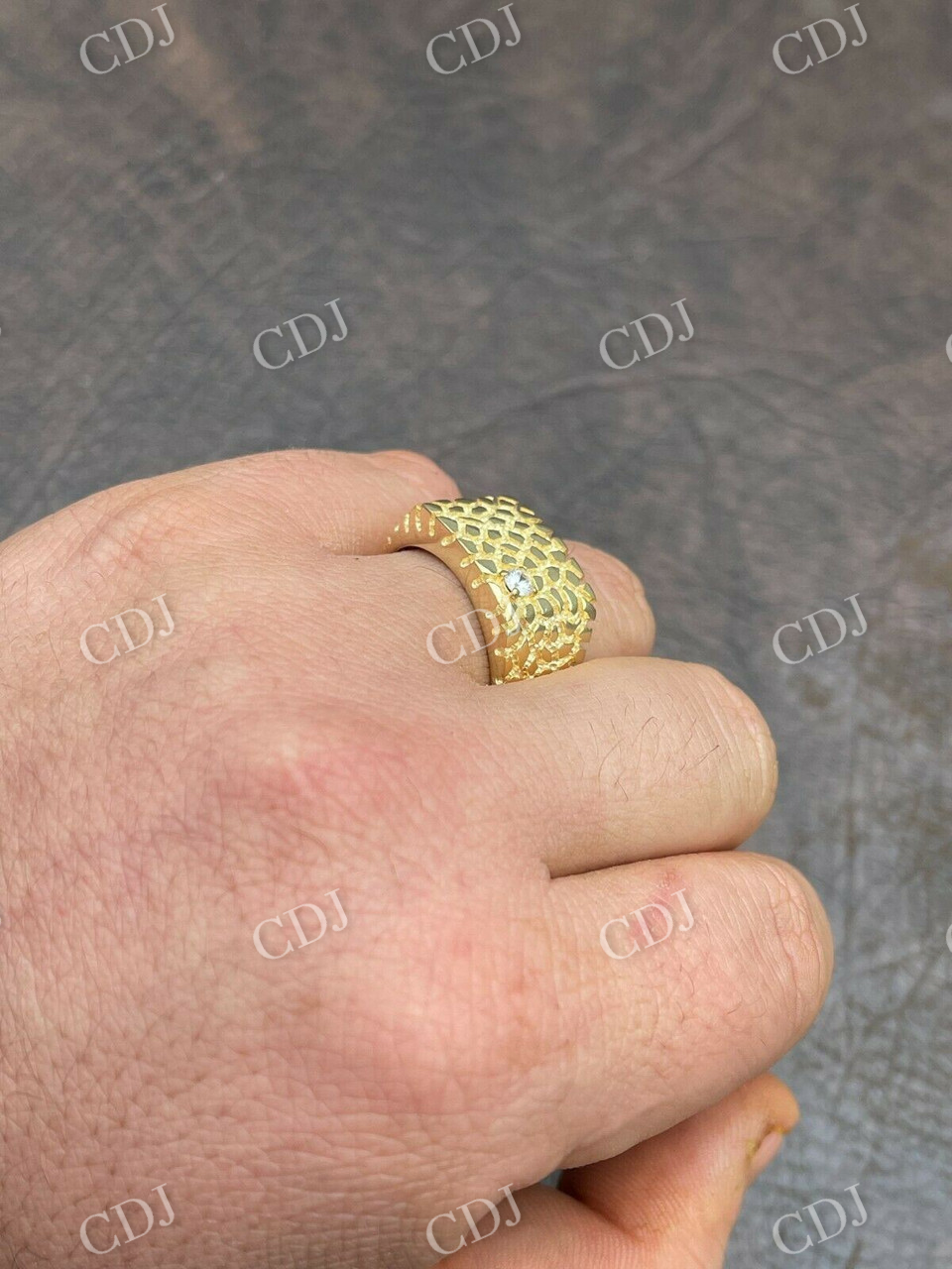 Single Diamond Hip Hop Men's Ring  customdiamjewel   