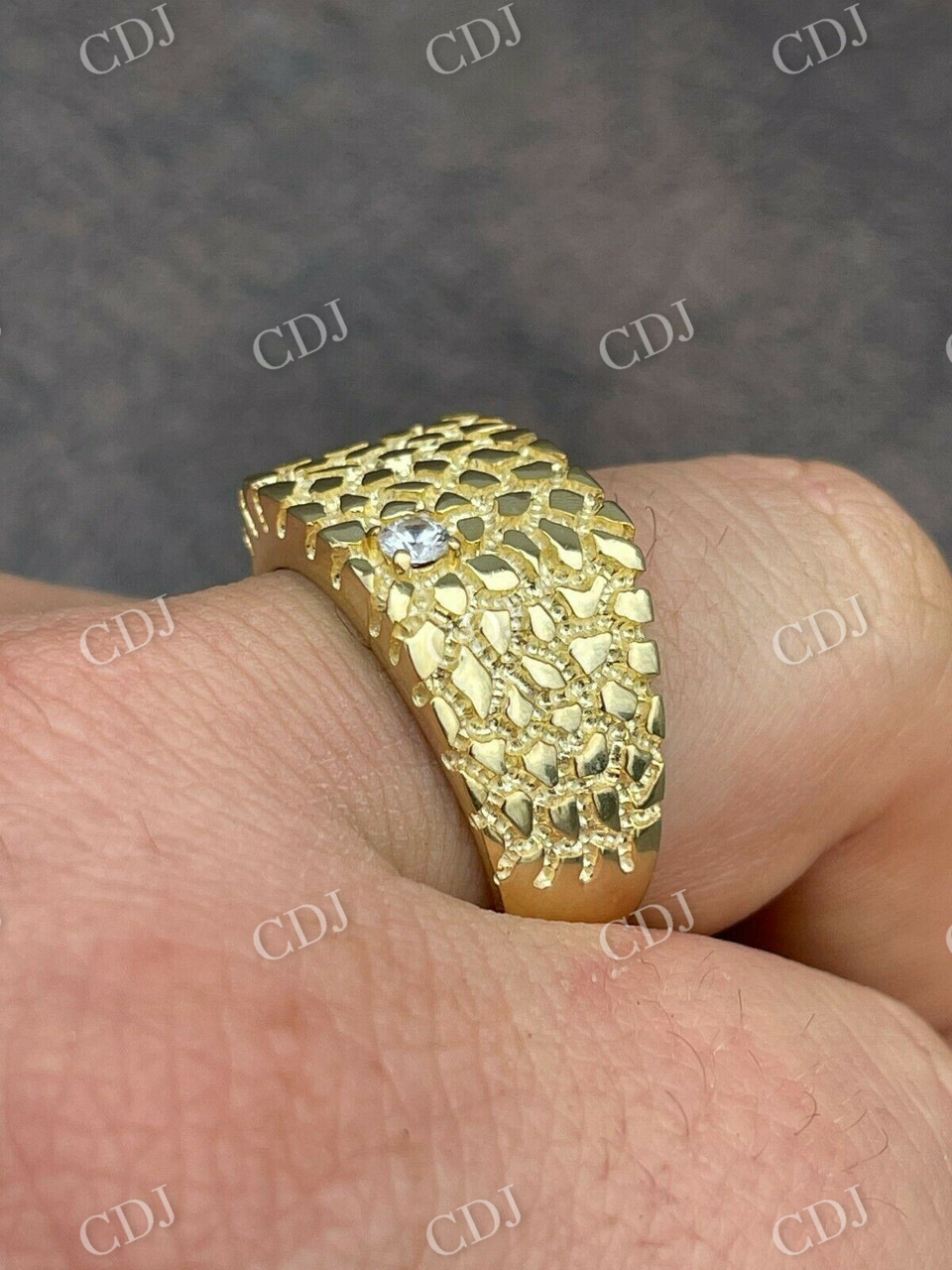 Single Diamond Hip Hop Men's Ring  customdiamjewel   