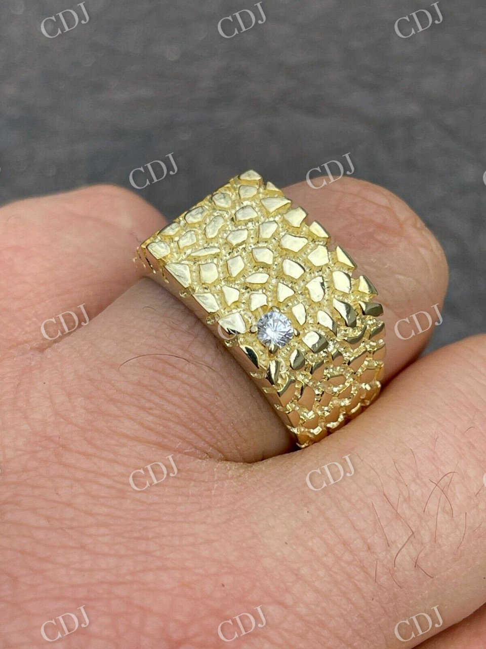 Single Diamond Hip Hop Men's Ring  customdiamjewel   