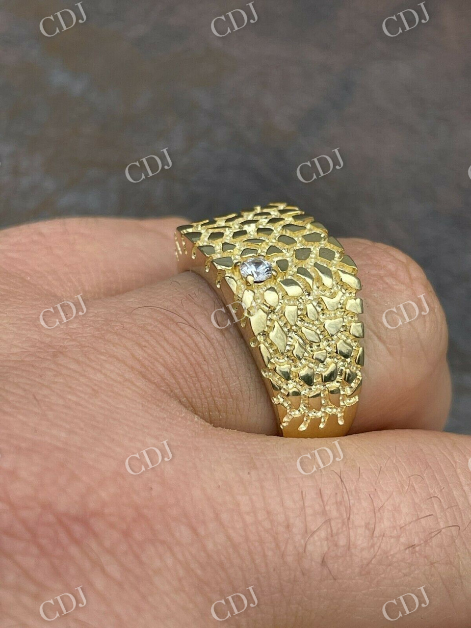 Single Diamond Hip Hop Men's Ring  customdiamjewel   