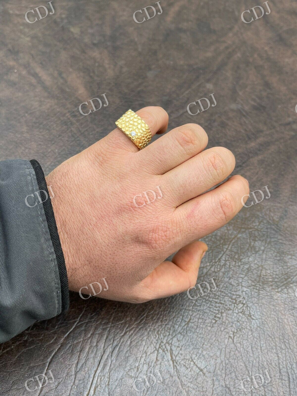 Single Diamond Hip Hop Men's Ring  customdiamjewel   