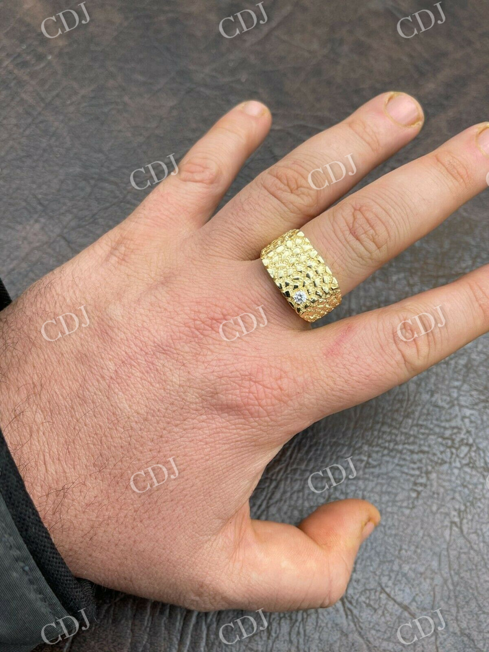 Single Diamond Hip Hop Men's Ring  customdiamjewel   