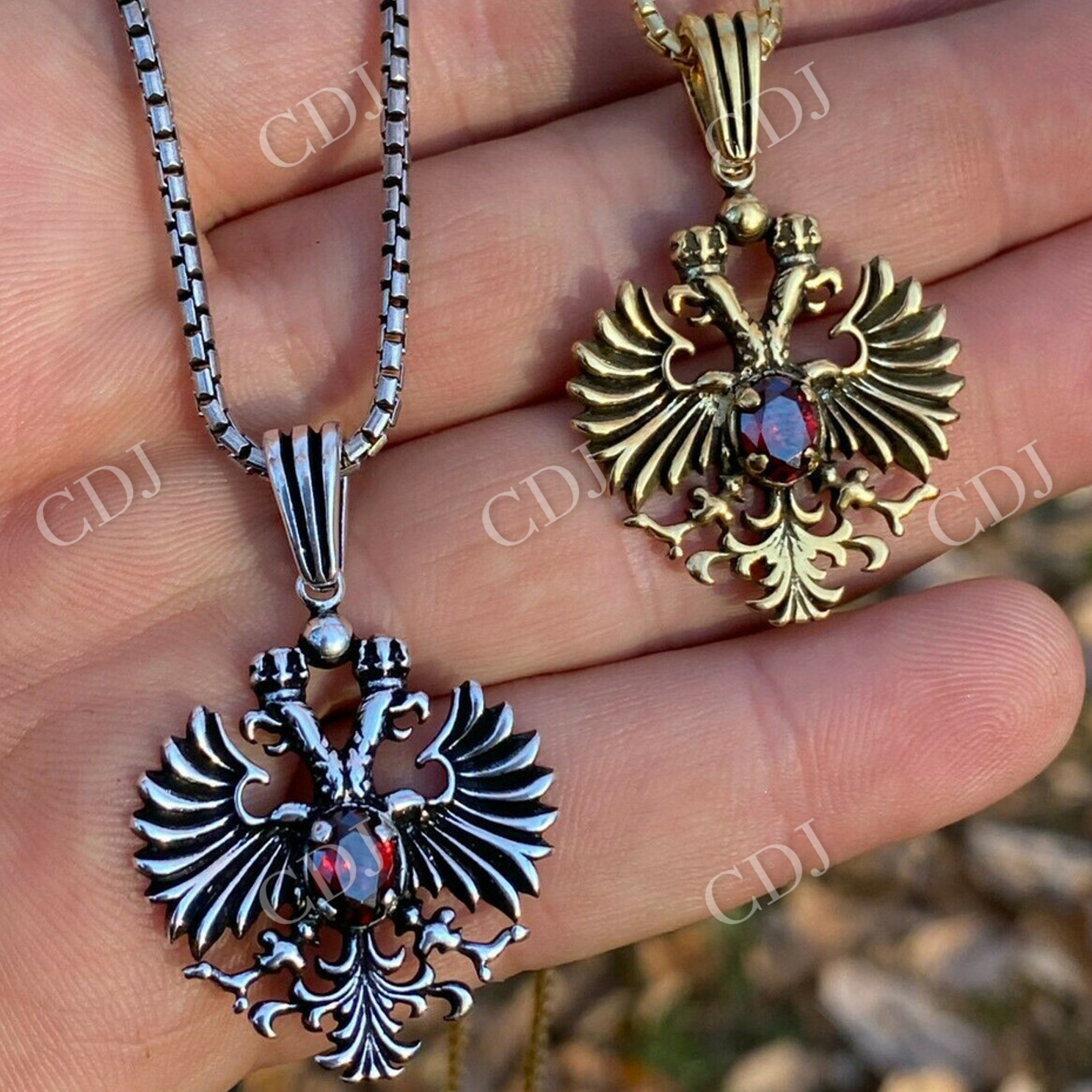 Russian Double Headed Eagle Ruby Pendant  customdiamjewel   