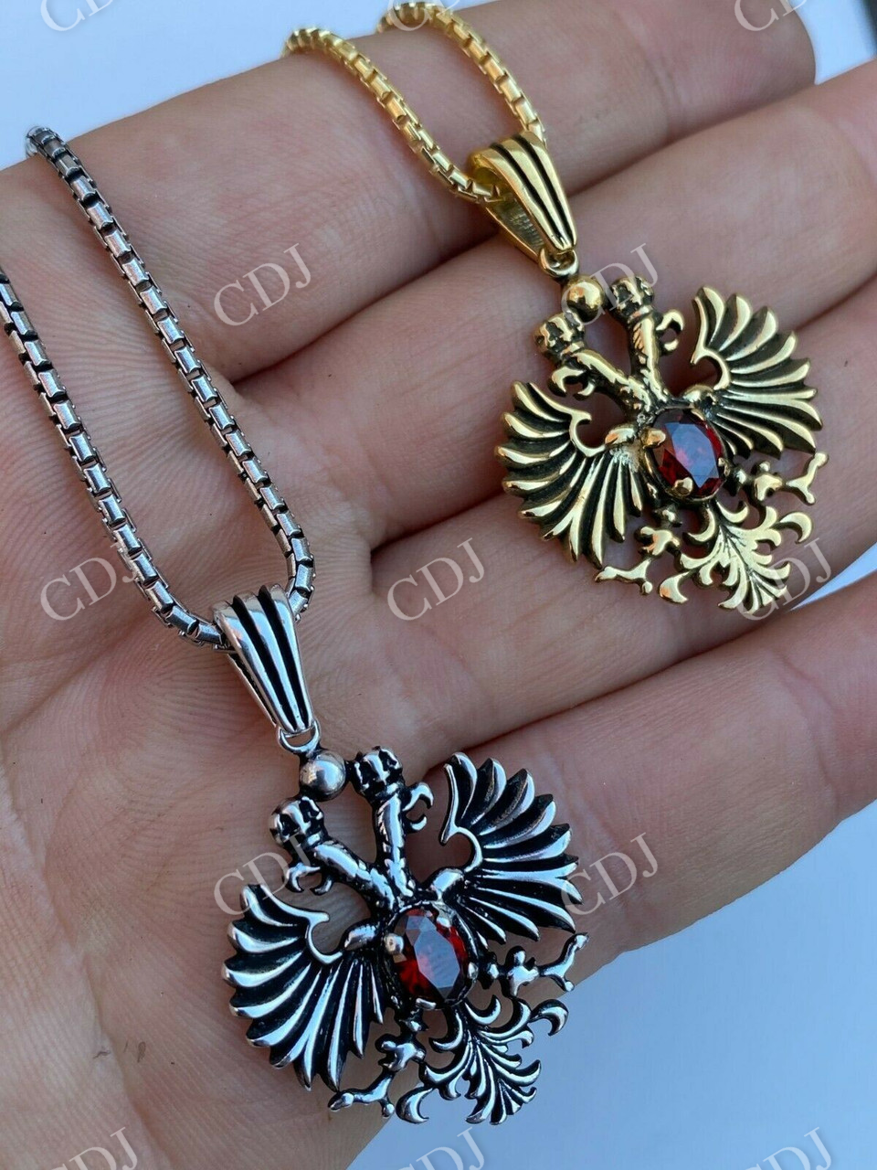 Russian Double Headed Eagle Ruby Pendant  customdiamjewel   