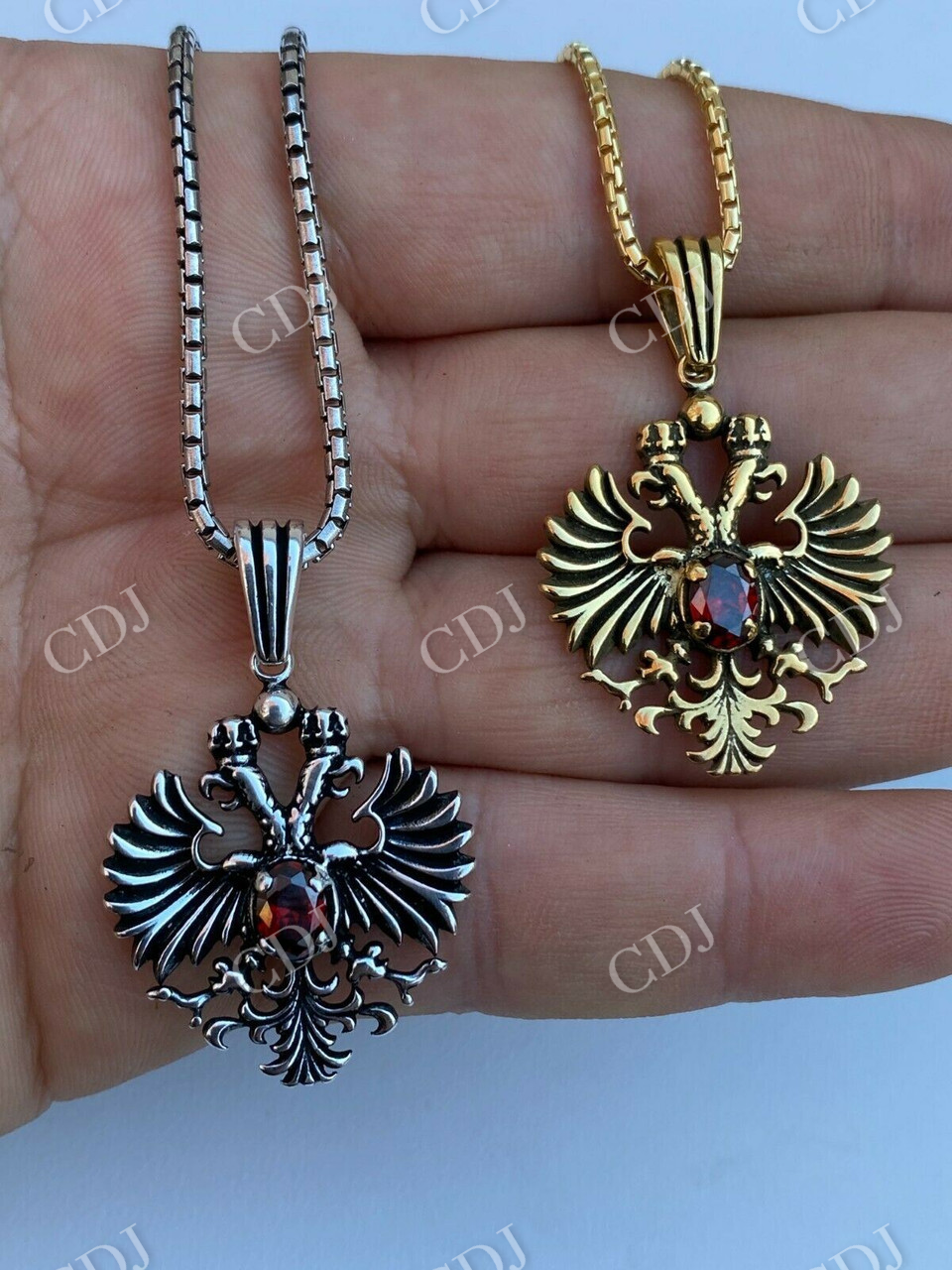 Russian Double Headed Eagle Ruby Pendant  customdiamjewel   