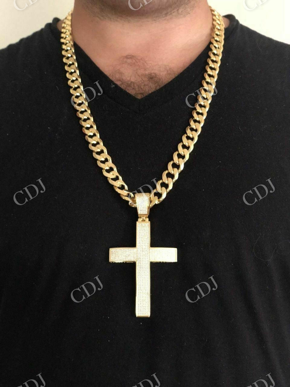 Mens Large Cross 5ct Diamonds Pendant  customdiamjewel   