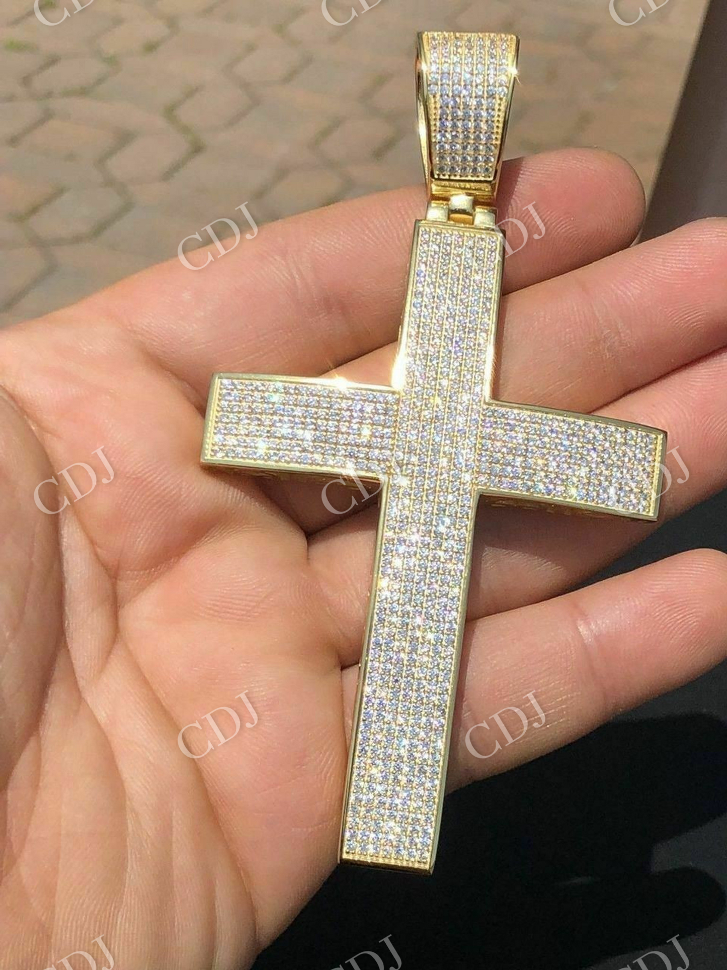 Mens Large Cross 5ct Diamonds Pendant  customdiamjewel   