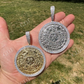 Aztec Calendar Mayan Sun God Iced 925 Silver Pendant  customdiamjewel   