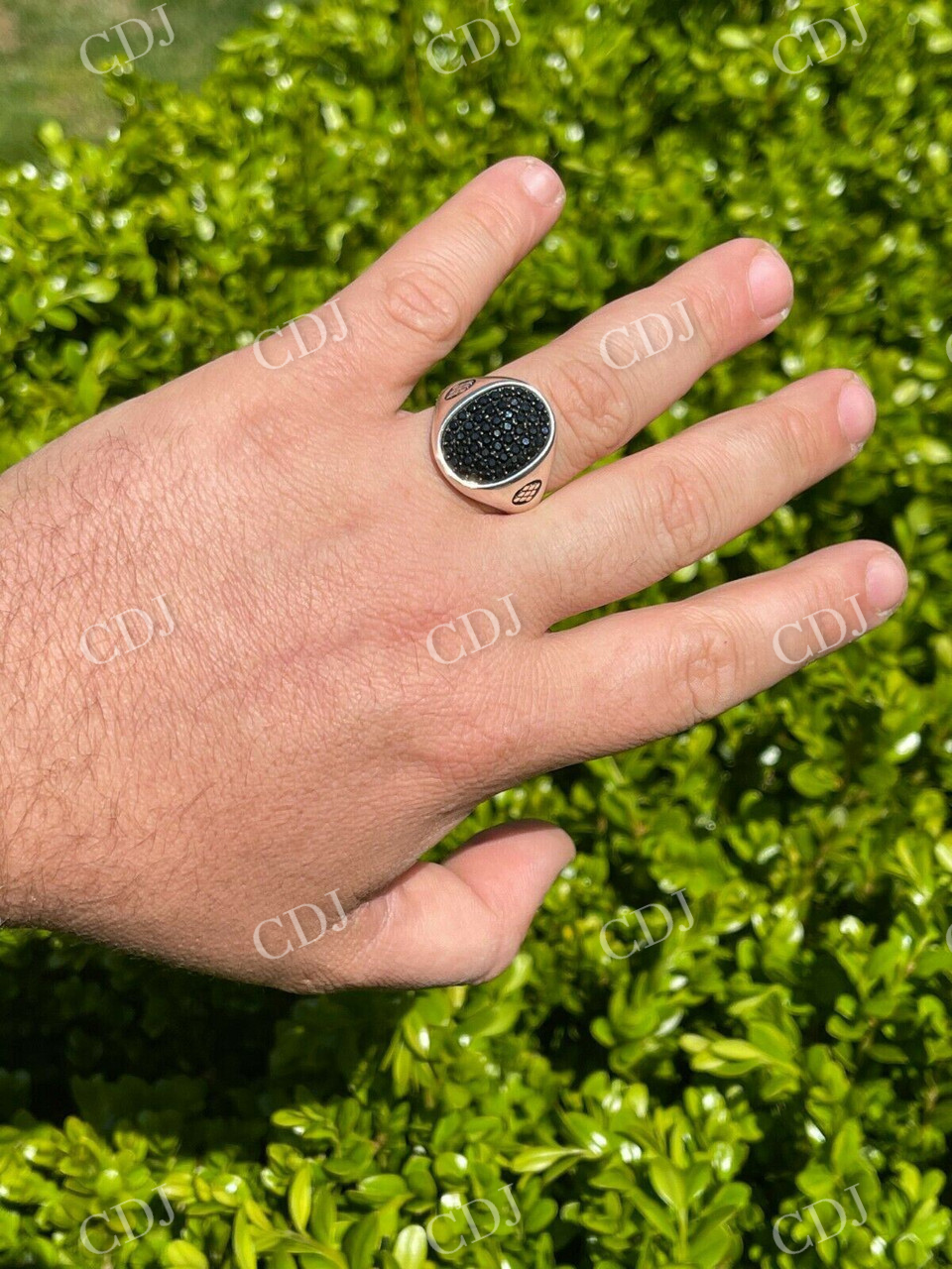 Large Black Diamond Bezel Set Ring  customdiamjewel   