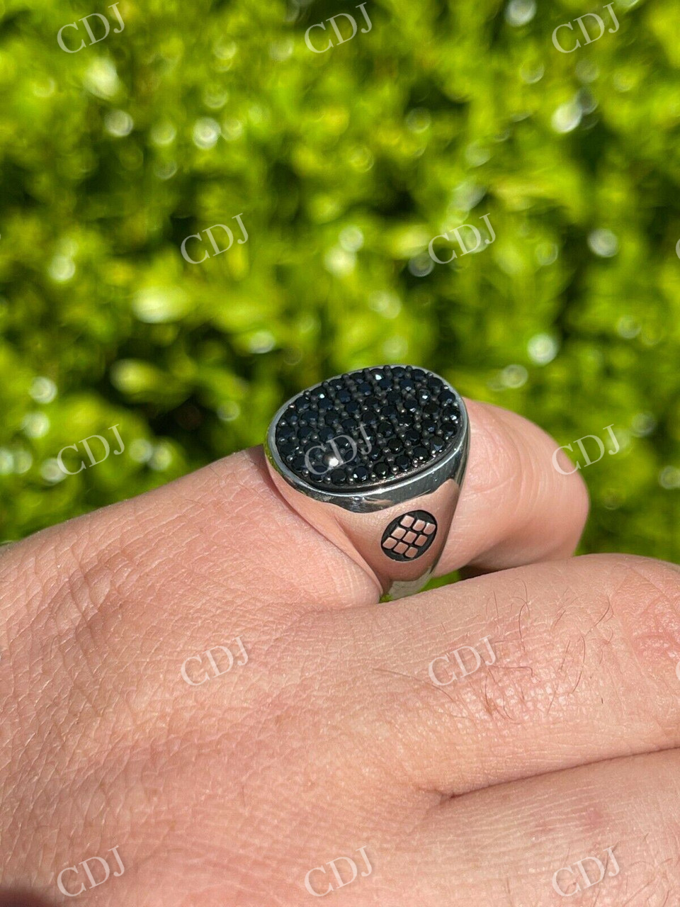 Large Black Diamond Bezel Set Ring  customdiamjewel   