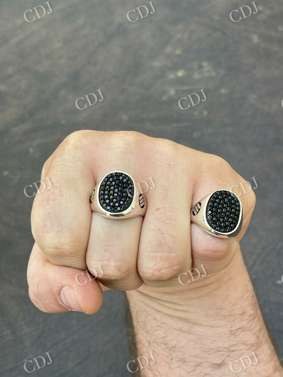 Large Black Diamond Bezel Set Ring  customdiamjewel   