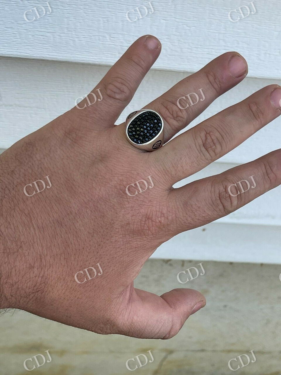 Large Black Diamond Bezel Set Ring  customdiamjewel   