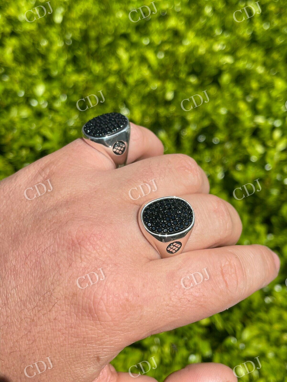 Large Black Diamond Bezel Set Ring  customdiamjewel   