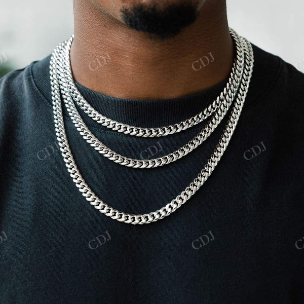 8mm Sterling Silver Hip Hop Cuban Link Chain Necklace  customdiamjewel   