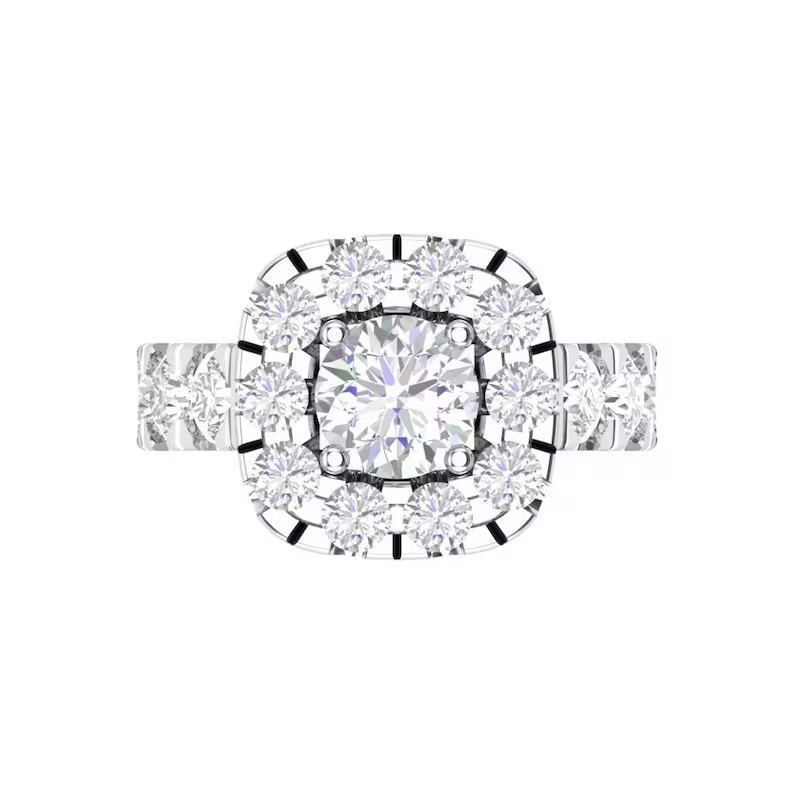 Round Half Eternity Moissanite Engagement Ring  customdiamjewel   