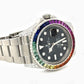 Custom Rainbow Bezel Stainless Steel Diamond Watch  customdiamjewel   