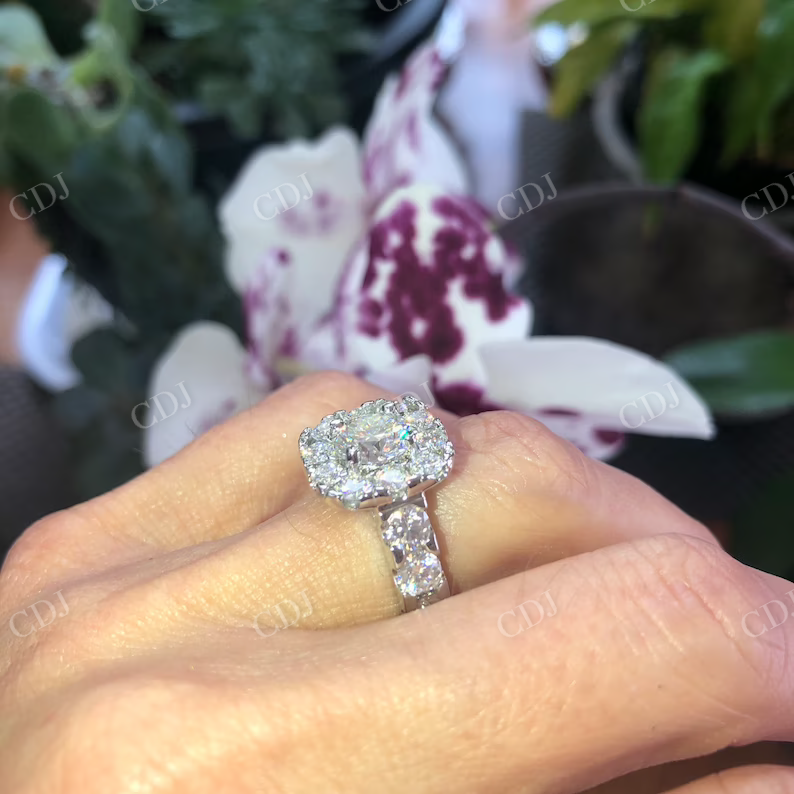 Round Half Eternity Moissanite Engagement Ring  customdiamjewel   