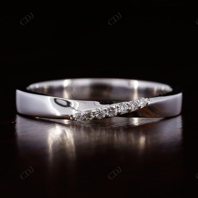 0.04CTW Round Cut Lab Grown Diamond Simple Wedding Band  customdiamjewel 10KT White Gold VVS-EF