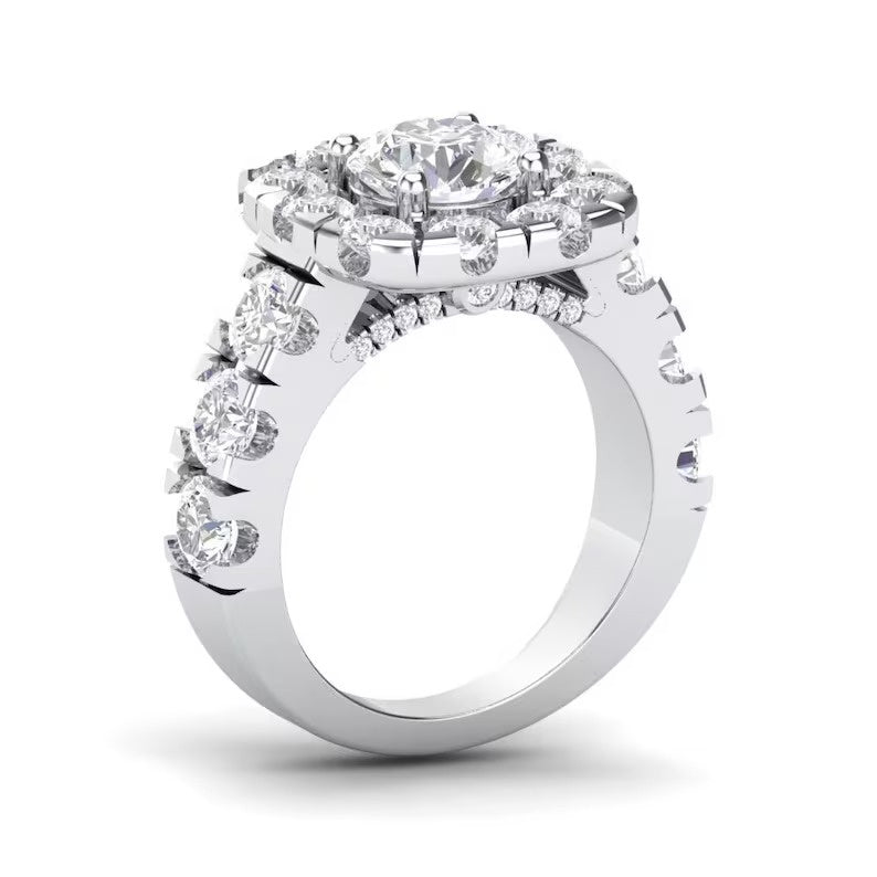 Round Half Eternity Moissanite Engagement Ring  customdiamjewel   