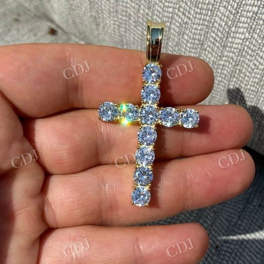 14K Gold Moissanite Cross Pendant  customdiamjewel   