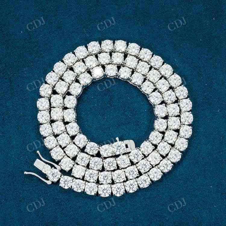 Round Cut Diamond White Gold Tennis Chain hip hop jewelry customdiamjewel   