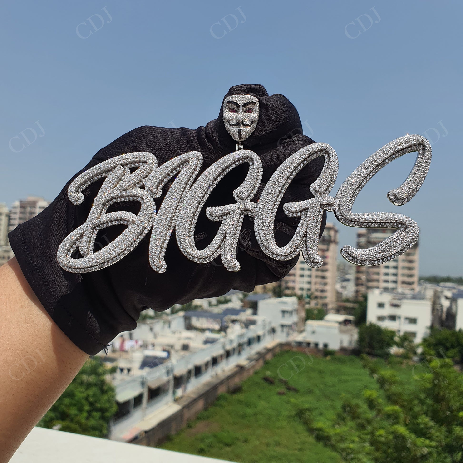 "BIGGS" Name iced out Moissanite 925 Silver Pendant hip hop jewelry customdiamjewel