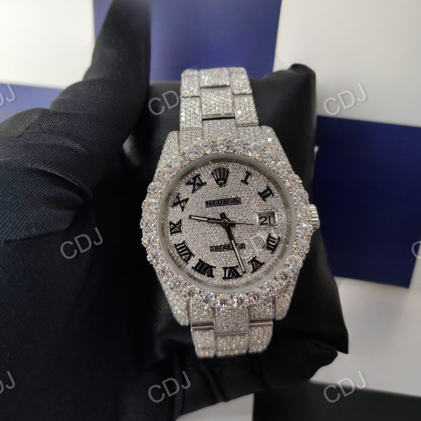 Luxury Timepiece Full Bussdown With Moissanite Stones Automatics Movement Unisex Rolex Watch 28 to 30 Carats (Approx.)  customdiamjewel   