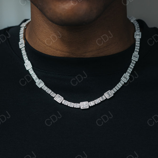 Custom Baguette Diamond Tennis Chain Necklace  customdiamjewel   