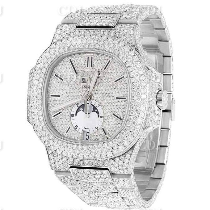 Iced Out Natural Diamond Watch For Men Custom Hip Hop Watch Wholesale Luxury Jewelry Diamond Wrist Watch  customdiamjewel   