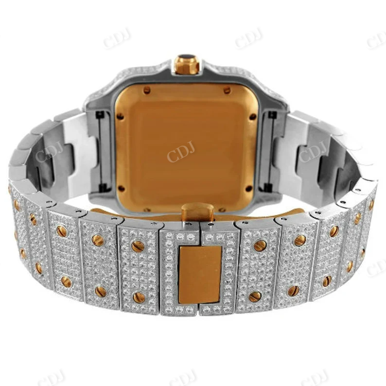 Fully Iced Out Diamond Two Tone Automatic Men's Watch Roman Dial Hip Hop Luxury Watch  customdiamjewel   