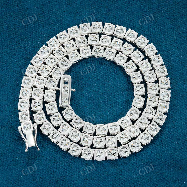 Round Cut Diamond White Gold Tennis Chain hip hop jewelry customdiamjewel   