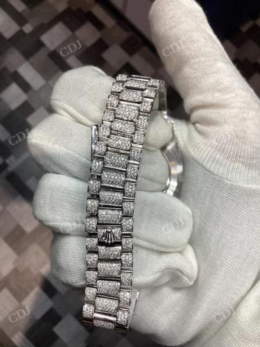 Customized Luxurious Hip Hop HPHT Diamond Swiss Automatic Function Unisex Watch  customdiamjewel   