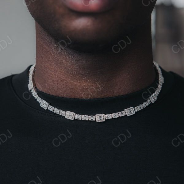 Custom Baguette Diamond Tennis Chain Necklace  customdiamjewel   