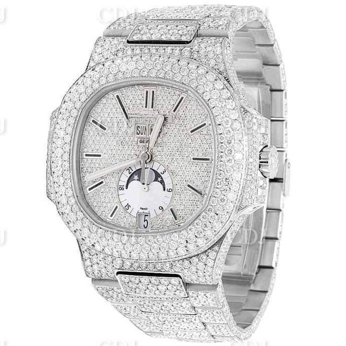 Lab Grown Diamond Patek Philippe Pave Set Watch Stainless Steel Watch Manufacturing In India 34.65 CTW (Approx)  customdiamjewel   