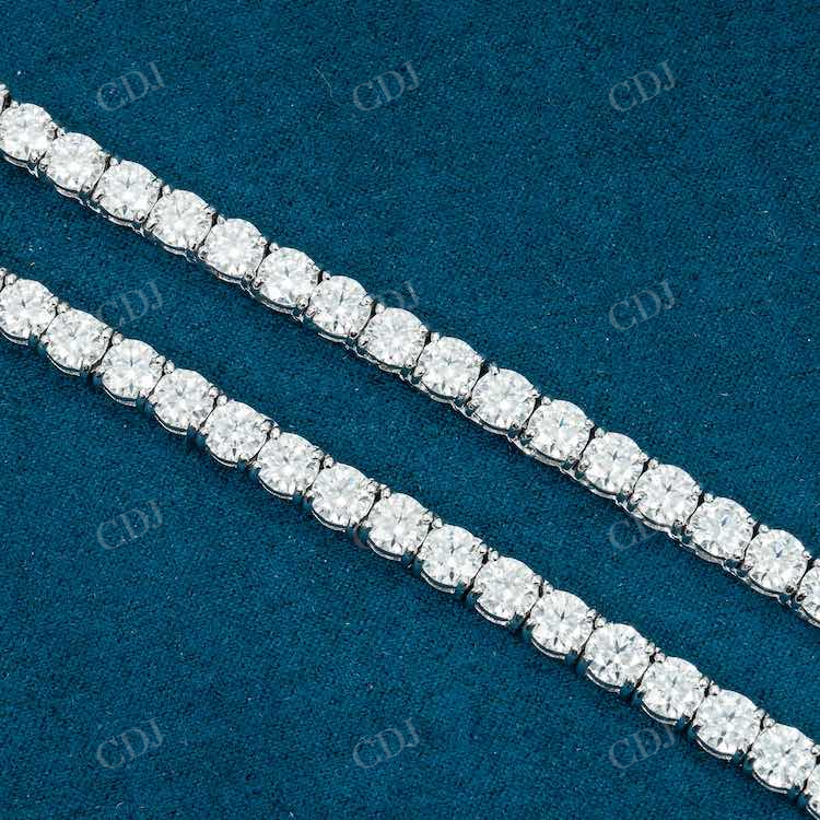 Round Cut Diamond White Gold Tennis Chain hip hop jewelry customdiamjewel   