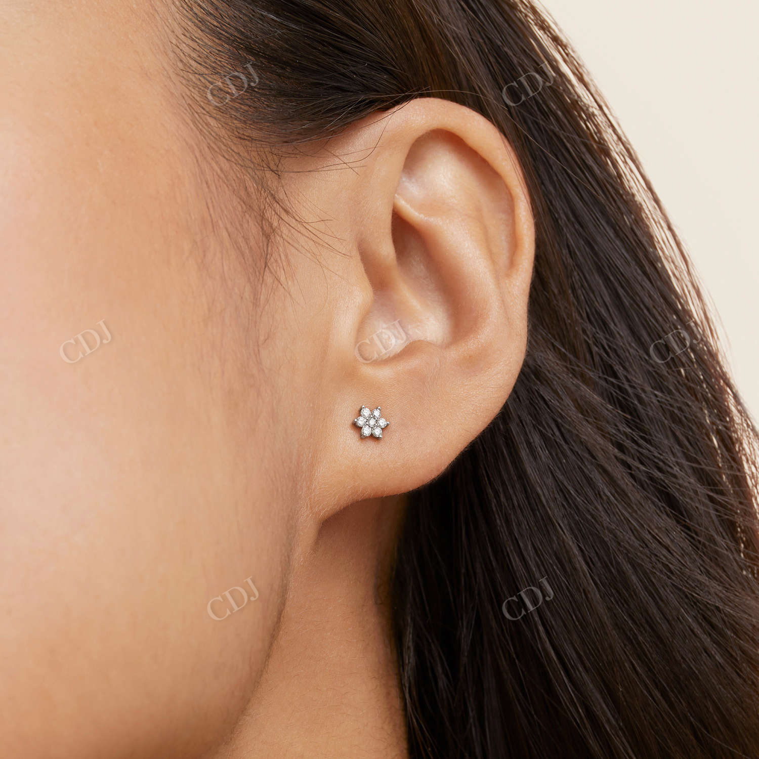 14 Solid Gold Flower Stud Earrings  customdiamjewel   