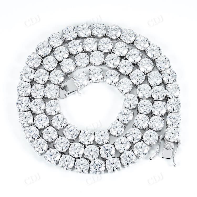 Round Cut Diamond White Gold Tennis Chain hip hop jewelry customdiamjewel   