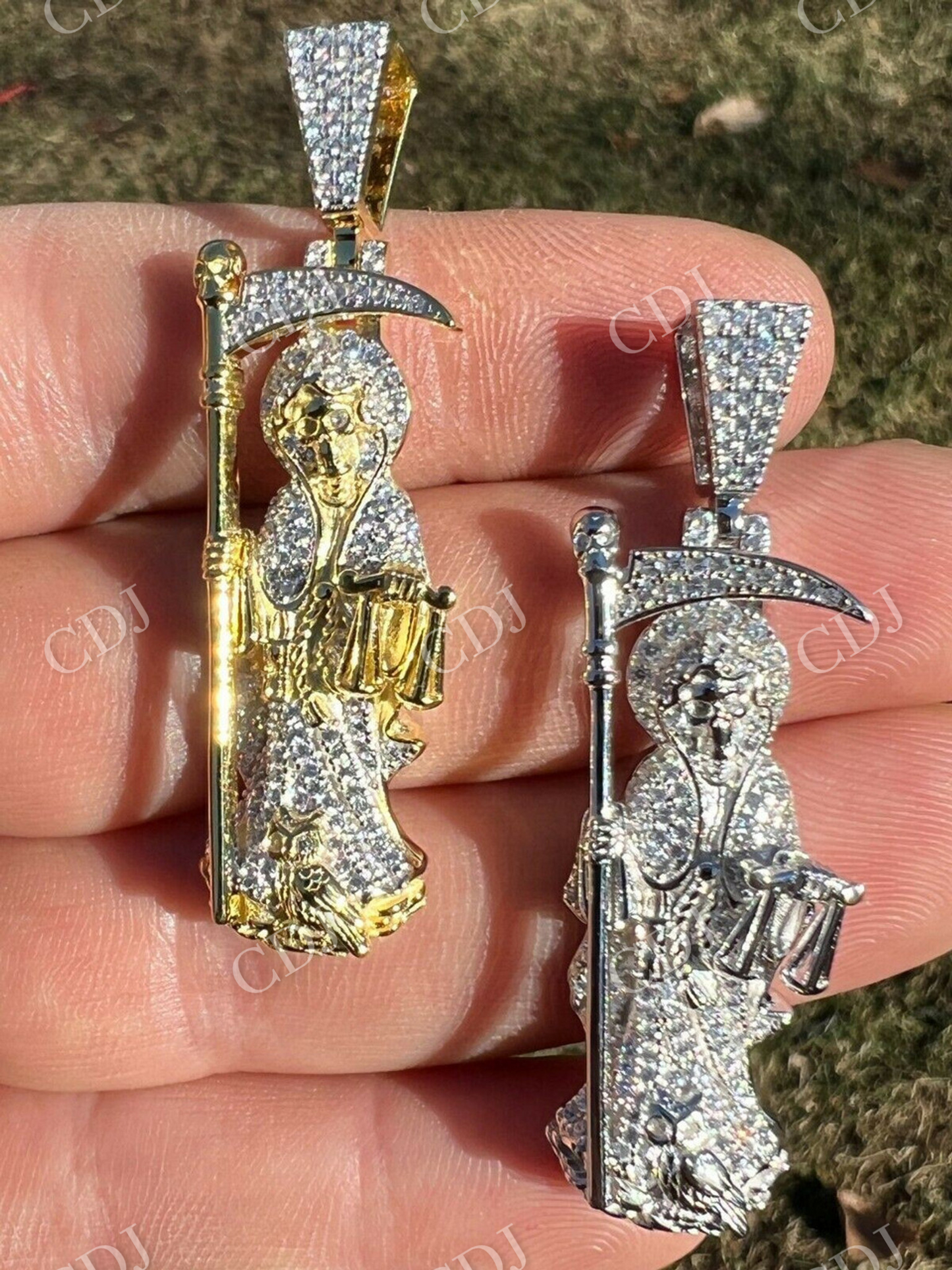 Santa Muerte Grim Reaper Death Pendant  customdiamjewel   