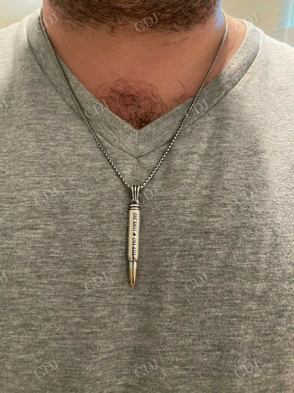 14k Gold Gun Bullet ONE SHOT ONE KILL Pendant  customdiamjewel   