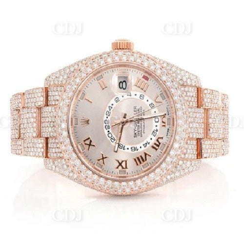 Roman Numeral Full Shine Hip Hop Bling Iced Out Rolex Diamond Watch For Men and Women  customdiamjewel   