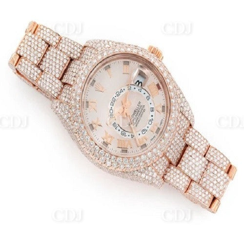 Roman Numeral Full Shine Hip Hop Bling Iced Out Rolex Diamond Watch For Men and Women  customdiamjewel   