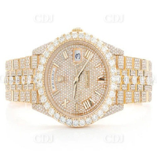 Full VVS Moissanite Diamond Studded Blinding Bling Bust Down Rolex Wristwatches For Luxury Men  customdiamjewel   