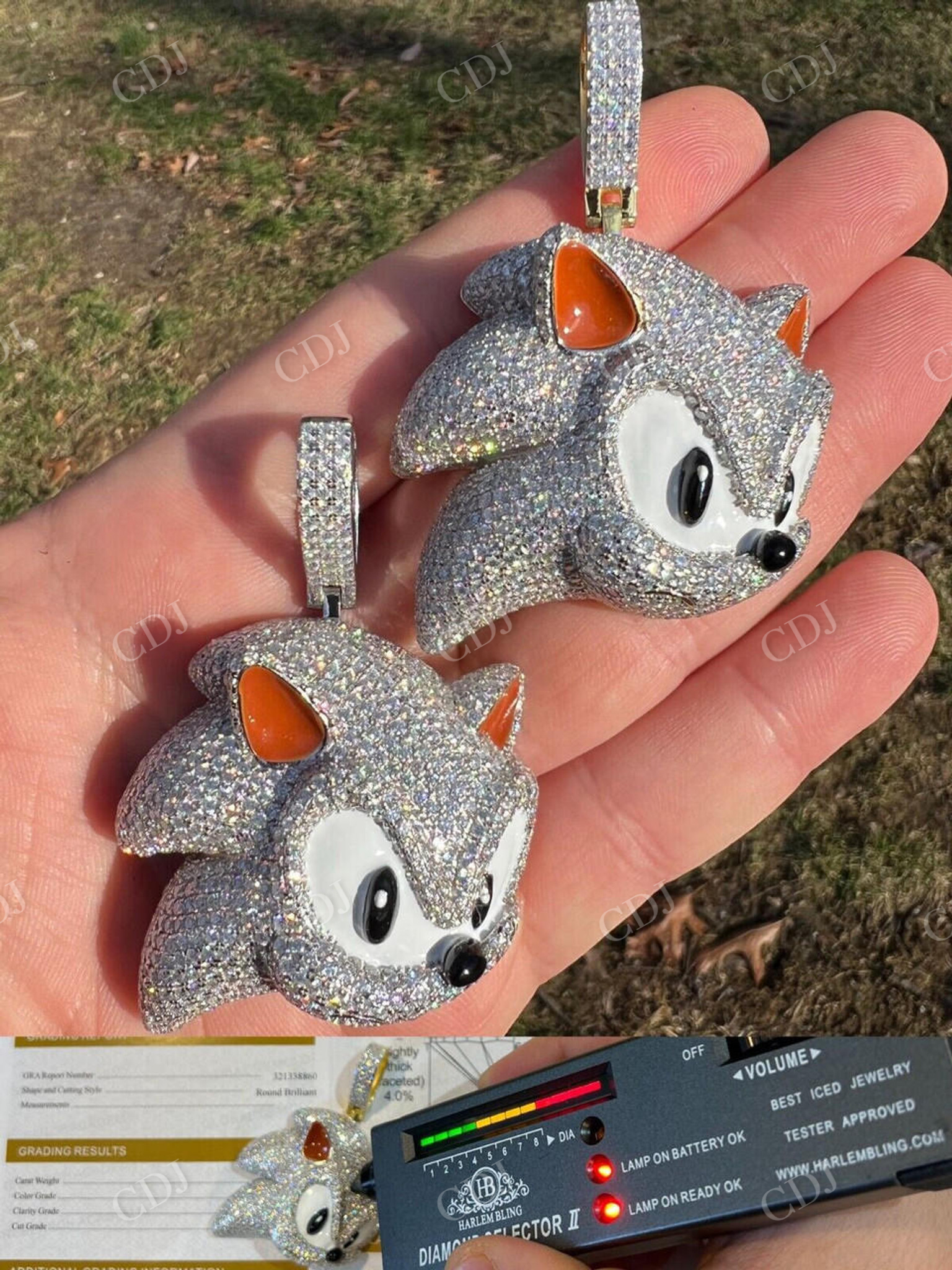 Large Sonic The Hedgehog Pendant  customdiamjewel   