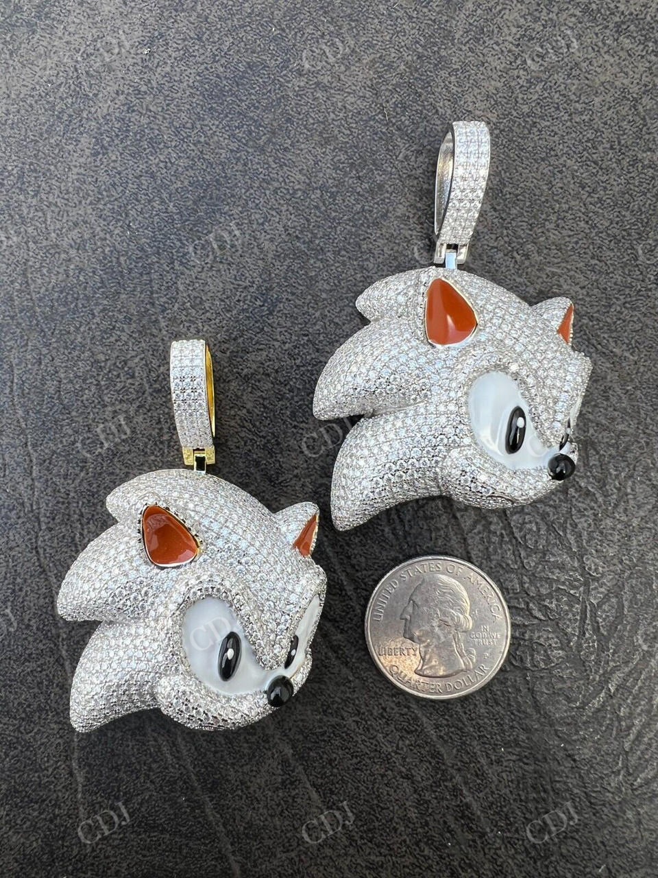 Large Sonic The Hedgehog Pendant  customdiamjewel   