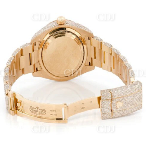 Custom Luxury Gold Stainless Steel Natural Diamond Watch Jewelry Wholesaler From India Hot Sale Design Mechanical Diamond Watch  customdiamjewel   