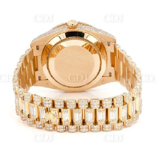 19.49CTW Yellow Gold Pelted Custom Rolex Fully Diamond Watch  customdiamjewel   