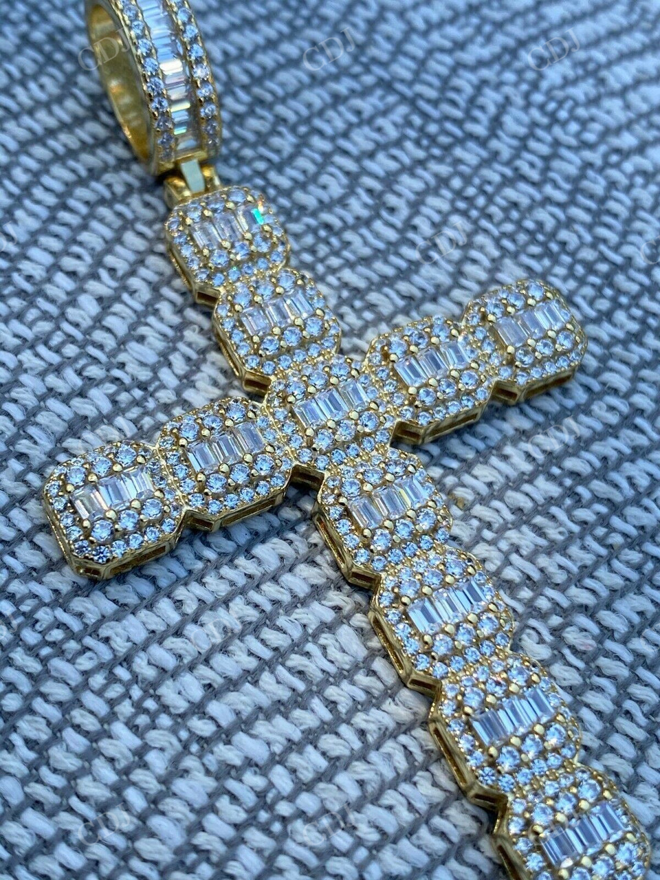 Baguette Diamond Cross Pendant  customdiamjewel   