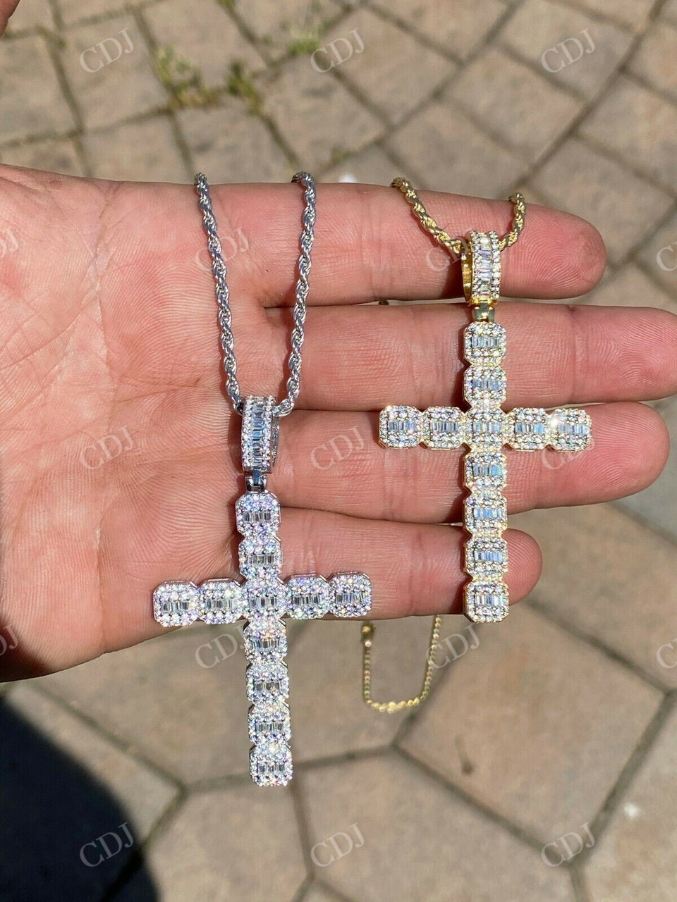 Baguette Diamond Cross Pendant  customdiamjewel   